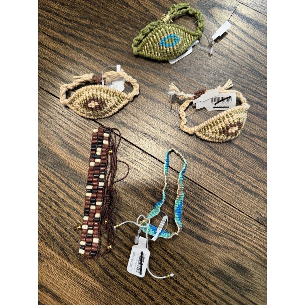Free People Bracelets Evil Eye Beaded Set Of 5 NWT